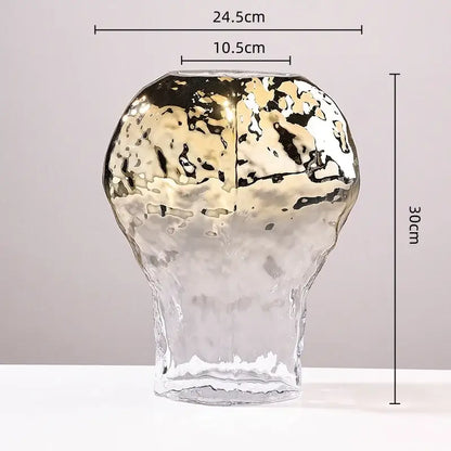Modern golden geometric glass vase set gold & black living room decor