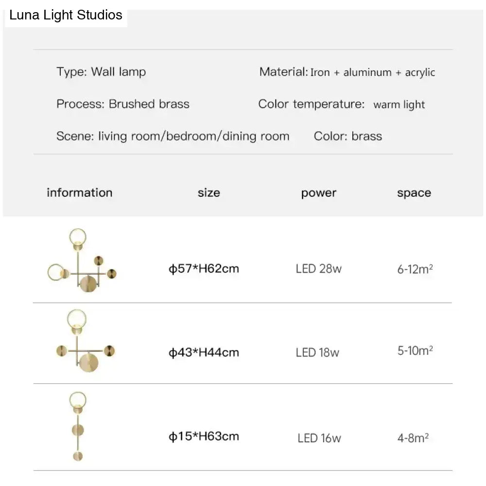 Modern golden geometric led wall lamp for living room