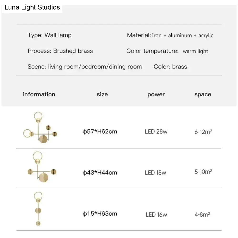 Modern golden geometric led wall lamp for living room