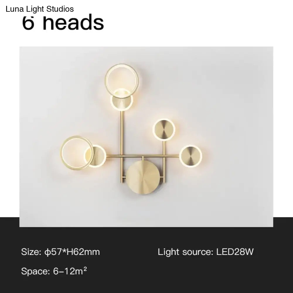 Modern golden geometric led wall lamp for living room