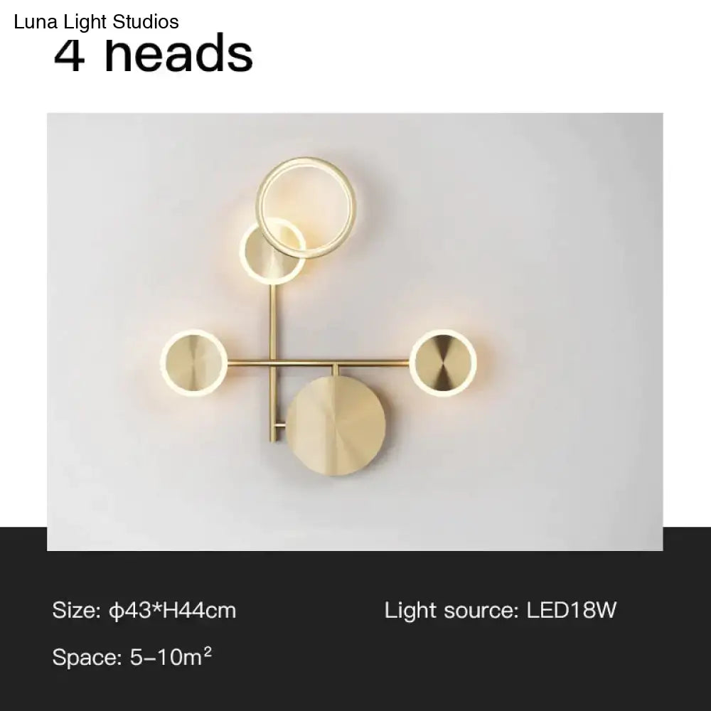 Modern golden geometric led wall lamp for living room