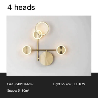 Modern golden geometric led wall lamp for living room
