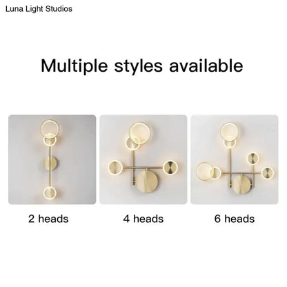 Modern golden geometric led wall lamp for living room
