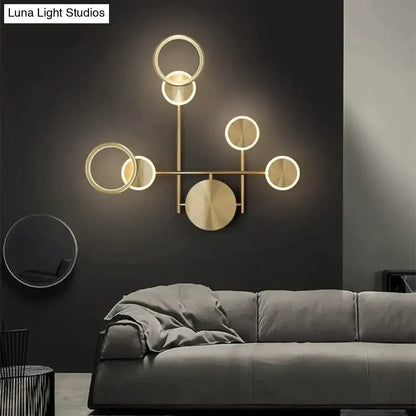 Modern golden geometric led wall lamp for living room