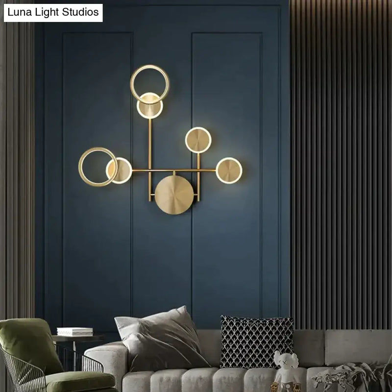 Modern golden geometric led wall lamp for living room