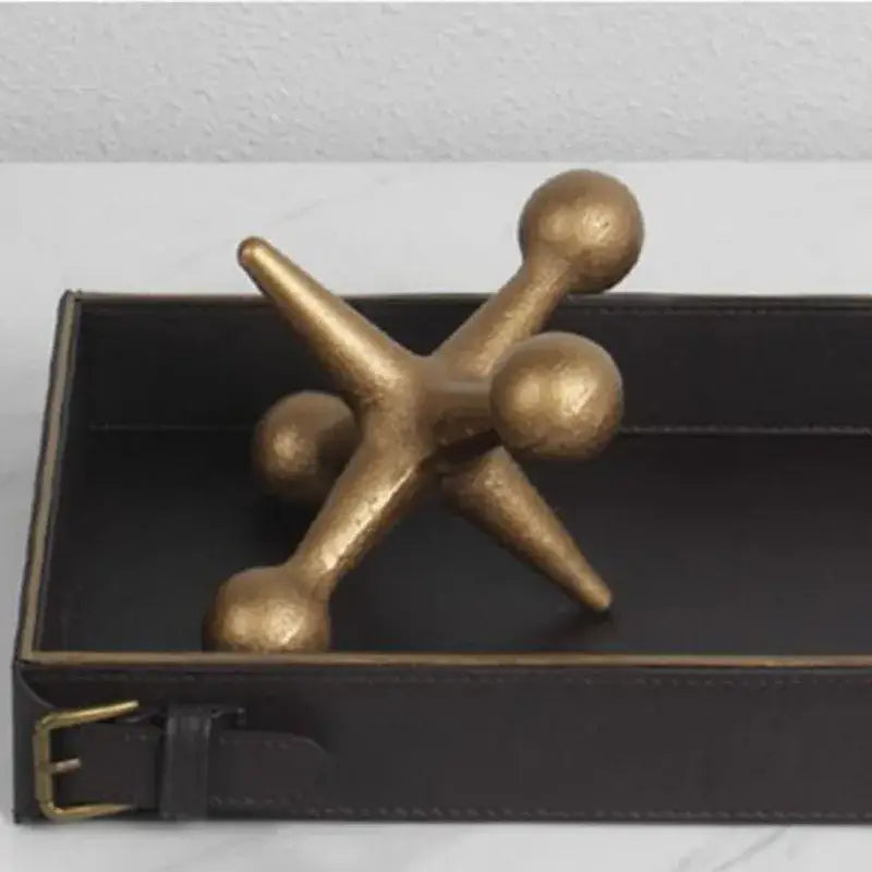 Modern golden geometric resin molecular model living room decor