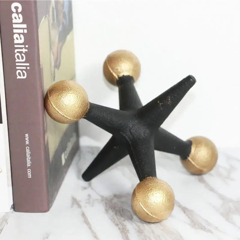 Modern golden geometric resin molecular model living room decor