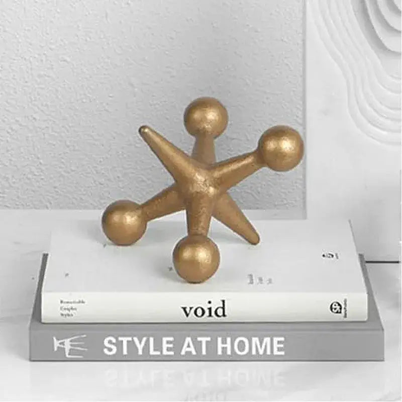 Modern golden geometric resin molecular model living room decor