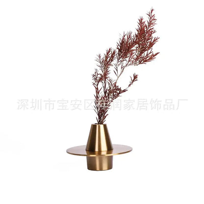 Modern golden geometry metal handicraft vase living room decor