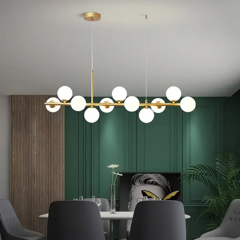 Modern golden glass ball chandelier dining room led pendant light