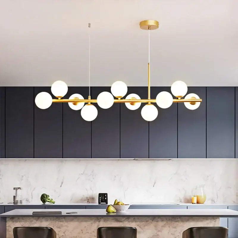 Modern golden glass ball chandelier dining room led pendant light