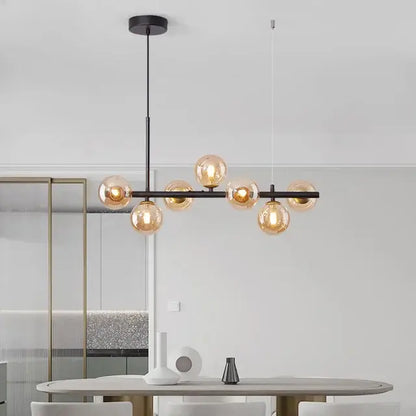 Modern golden glass ball chandelier dining room led pendant light