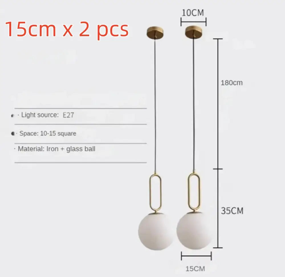 Modern golden glass ball pendant light for kitchen oval metal frame