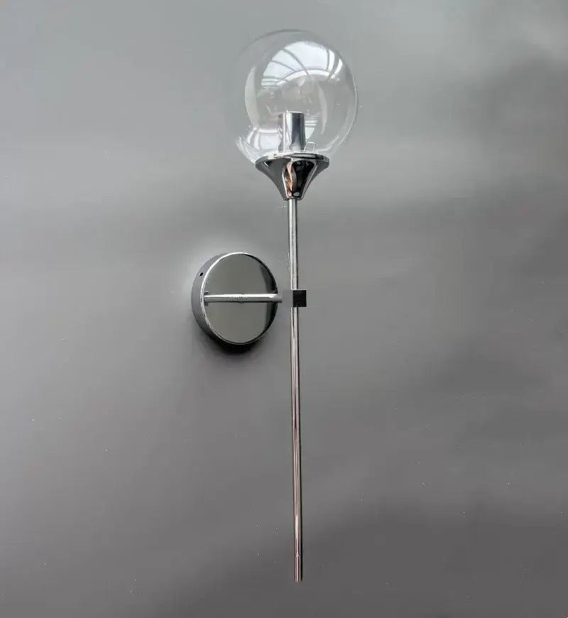 Modern golden glass ball wall lamp bedroom smoked globe sconce