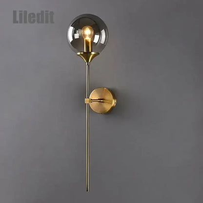 Modern golden glass ball wall sconce living room lighting