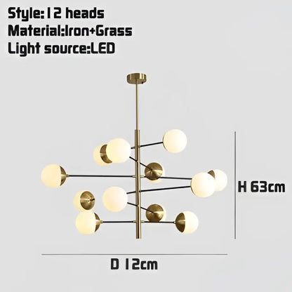 Modern golden glass magic bean chandelier for dining room