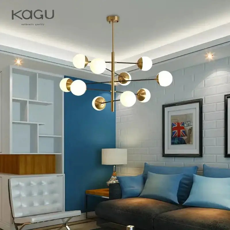 Modern golden glass magic bean chandelier for dining room