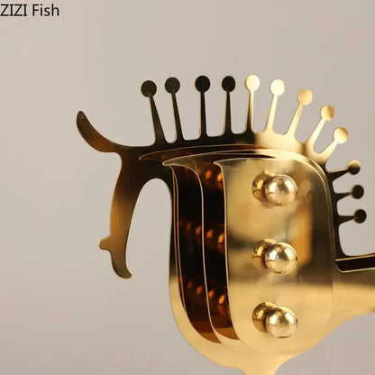 Modern golden horse metal sculpture living room desk decor