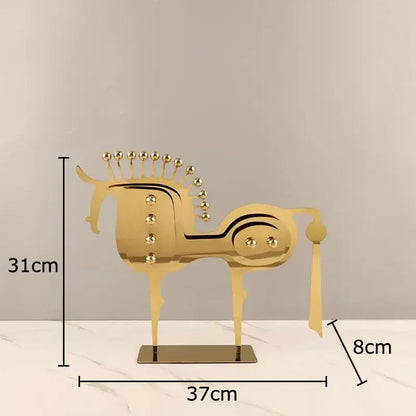 Modern golden horse metal sculpture living room desk decor
