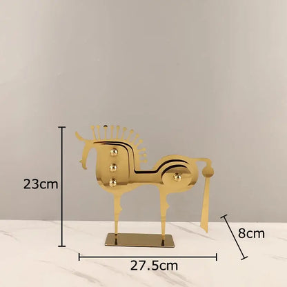 Modern golden horse metal sculpture living room desk decor
