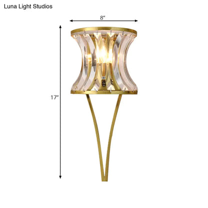 DecorBites™ Modern Golden Hourglass Wall Sconce with Clear Crystal Detailing for Living Room