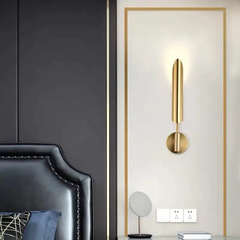 Modern golden inclined tube wall lamp for luxury living room bedroom