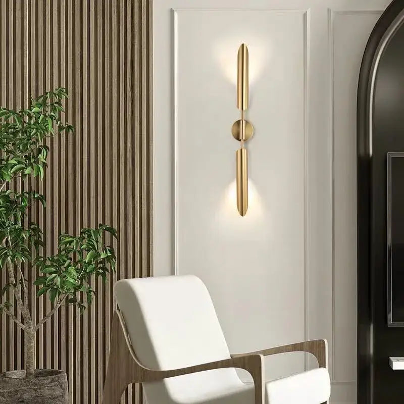 Modern golden inclined tube wall lamp for luxury living room bedroom