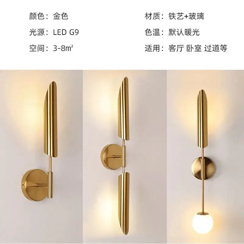 Modern golden inclined tube wall lamp for luxury living room bedroom
