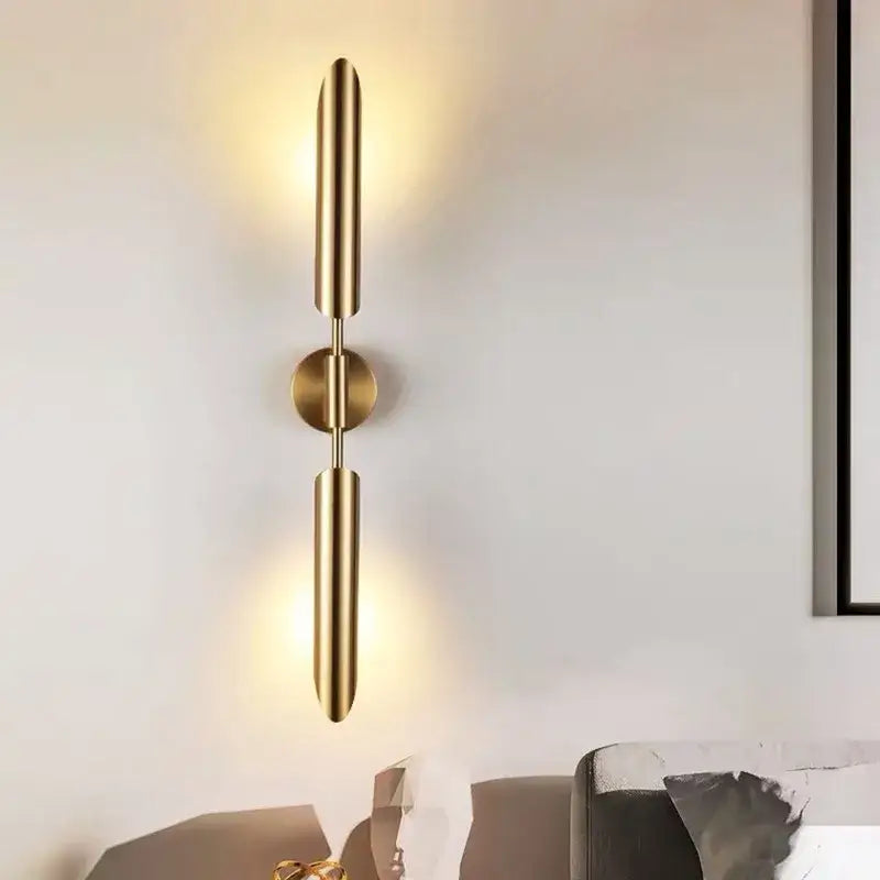 Modern golden inclined tube wall lamp for luxury living room bedroom