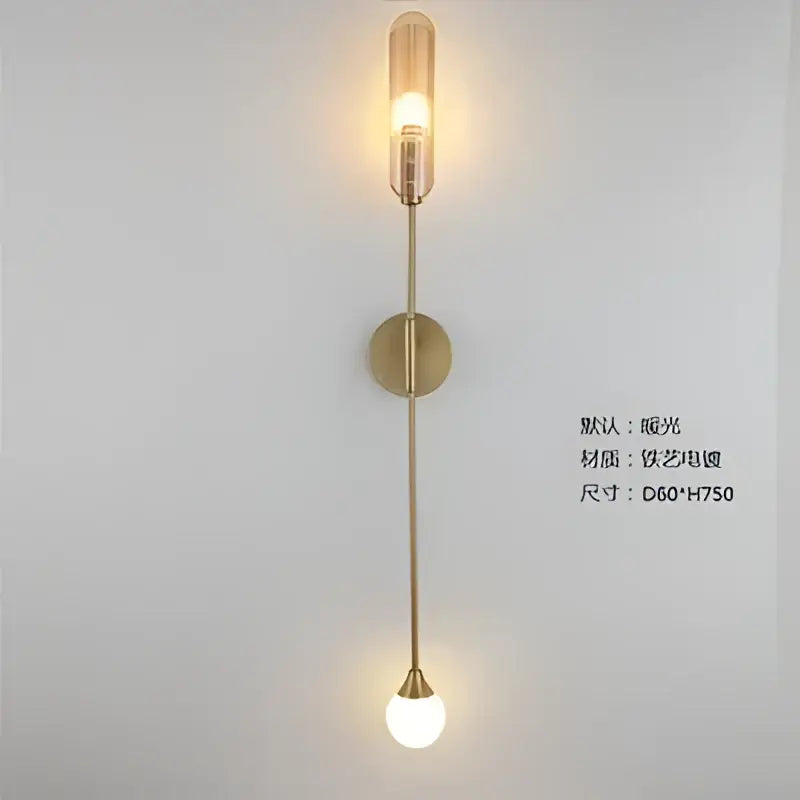 Modern golden inclined tube wall lamp living room sconce