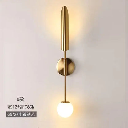 Modern golden inclined tube wall lamp living room sconce
