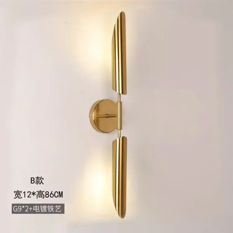 Modern golden inclined tube wall lamp living room sconce