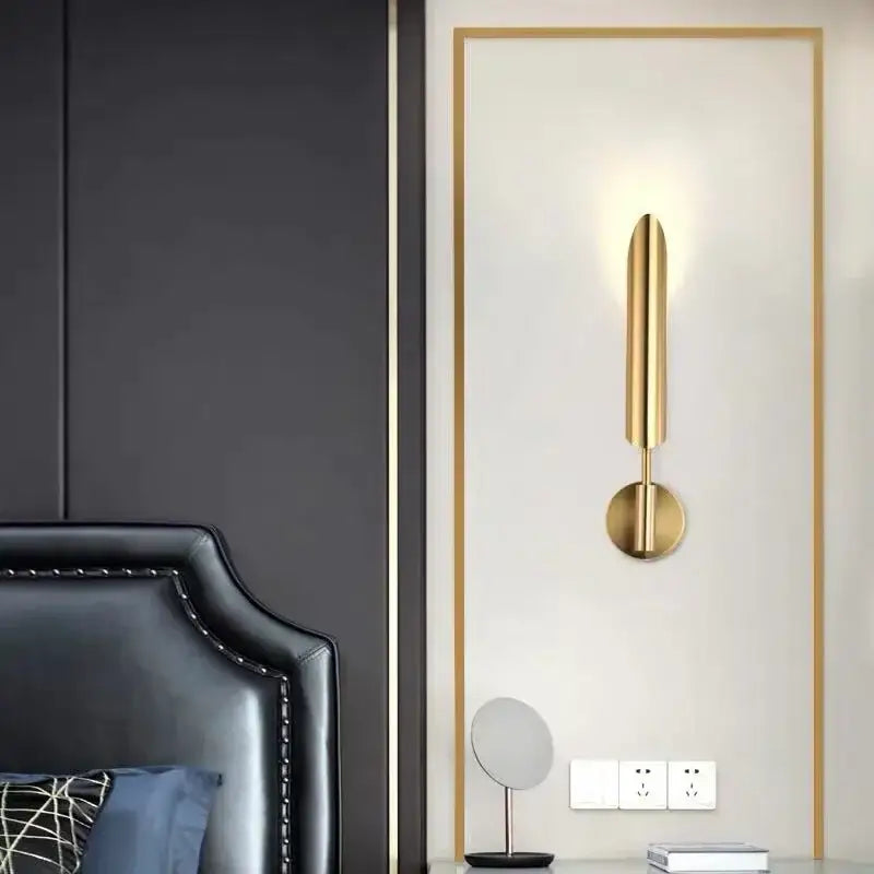 Modern golden inclined tube wall lamp living room sconce