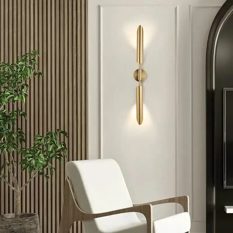 Modern golden inclined tube wall lamp living room sconce