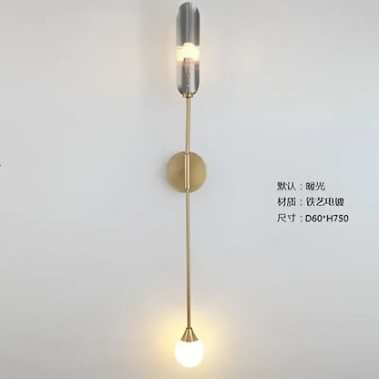 Modern golden inclined tube wall lamp living room sconce