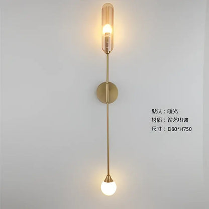 Modern golden inclined tube wall light living room sconce