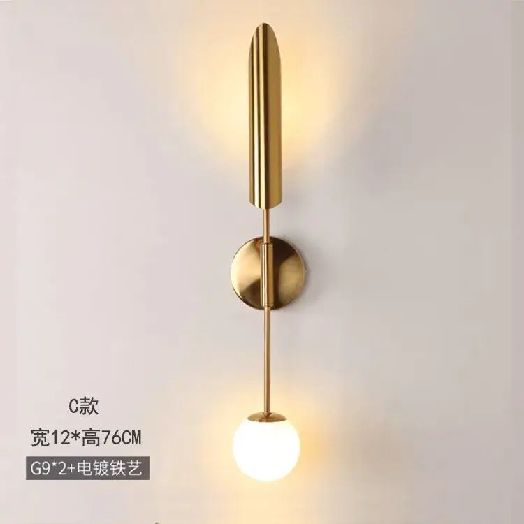 Modern golden inclined tube wall light living room sconce