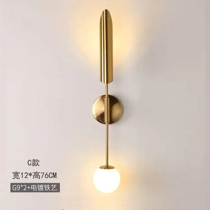 Modern golden inclined tube wall light living room sconce