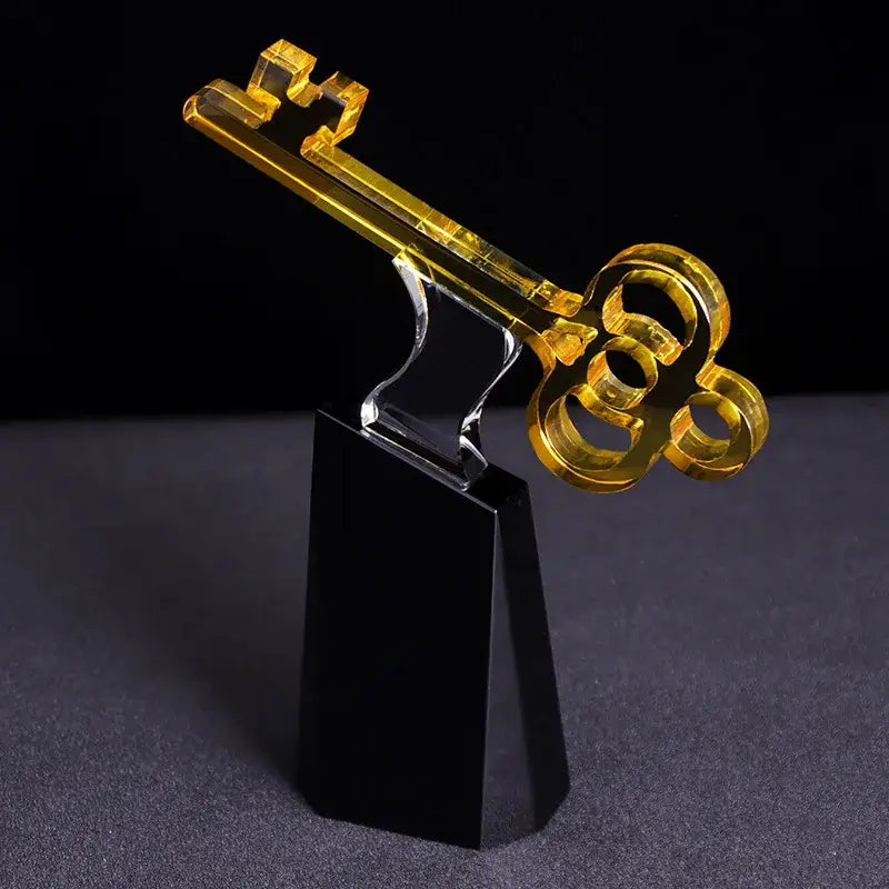 Modern golden key crystal trophy living room decor sculpture