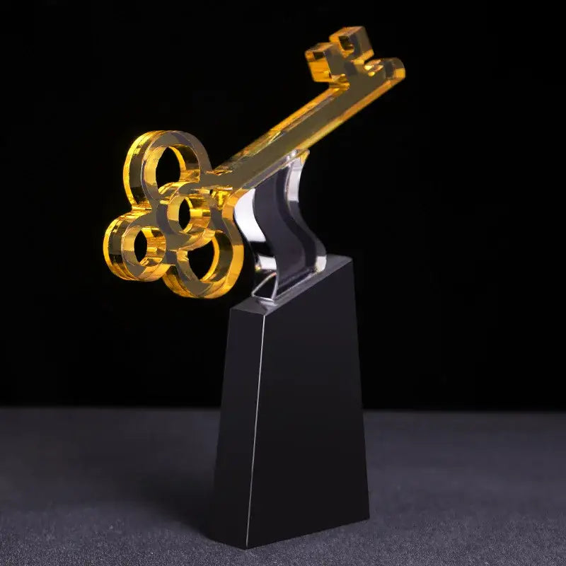 Modern golden key crystal trophy living room decor sculpture