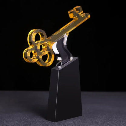 Modern golden key crystal trophy living room decor sculpture