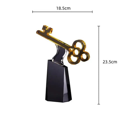Modern golden key crystal trophy living room decor sculpture