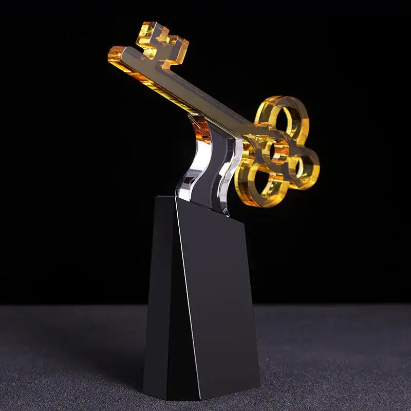 Modern golden key crystal trophy living room decor sculpture