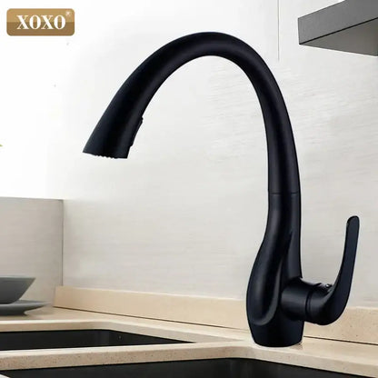 Modern golden kitchen faucet with pull out single handle spray head