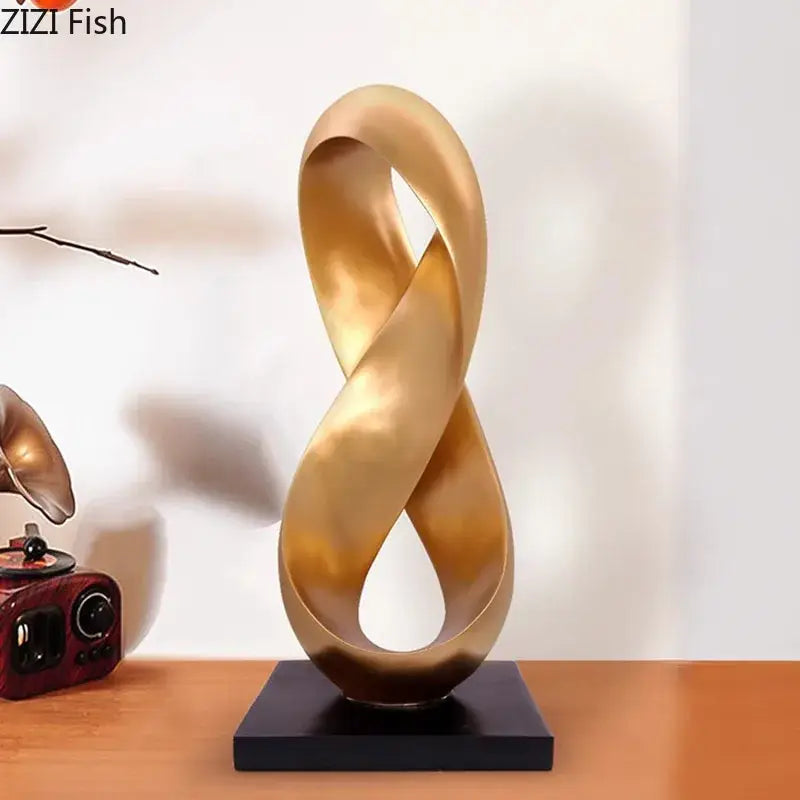 Modern golden knot sculpture – living room desk ornament