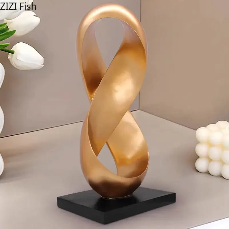 Modern golden knot sculpture – living room desk ornament