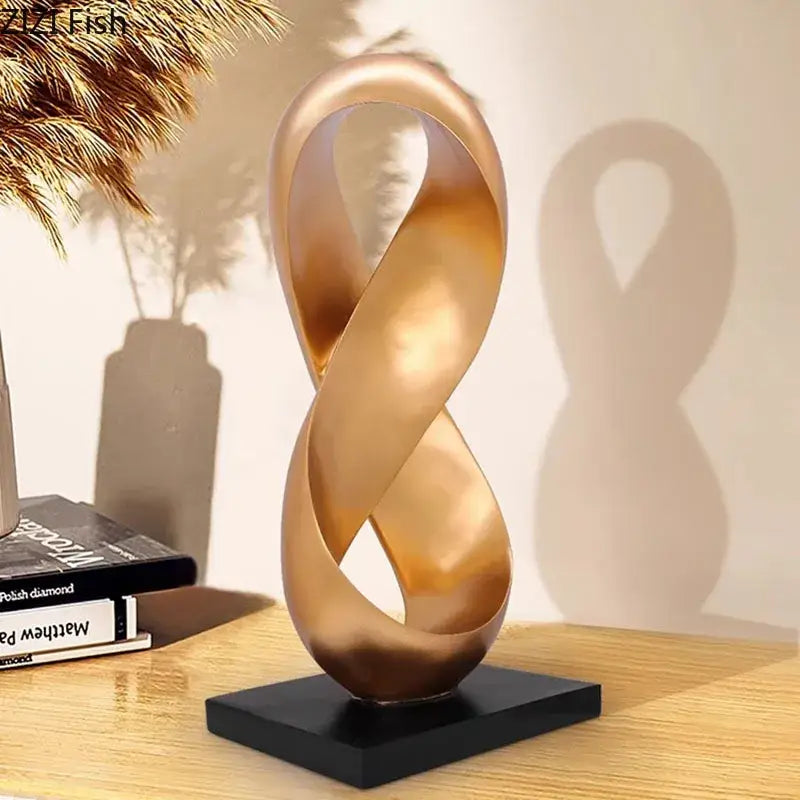 Modern golden knot sculpture – living room desk ornament