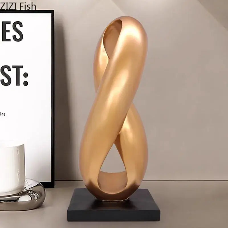 Modern golden knot sculpture – living room desk ornament