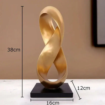 Modern golden knot sculpture – living room desk ornament