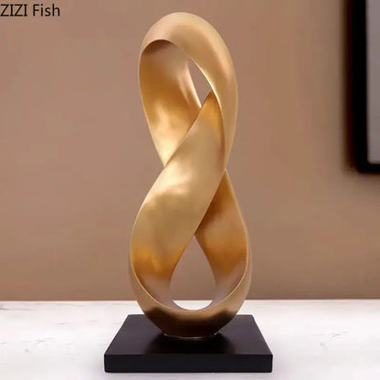 Modern golden knot sculpture – living room desk ornament